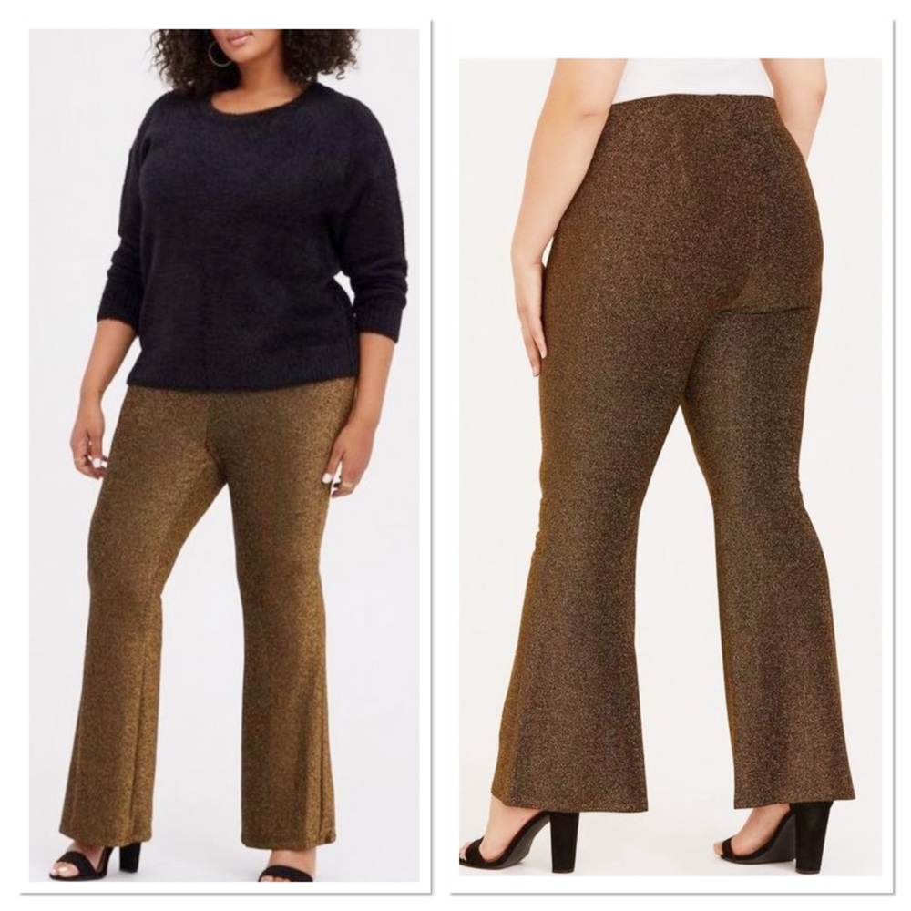 Torrid Gold Lurex Hollywood Shiny Fit & Flare Party Glam Party Pants 4X NEW